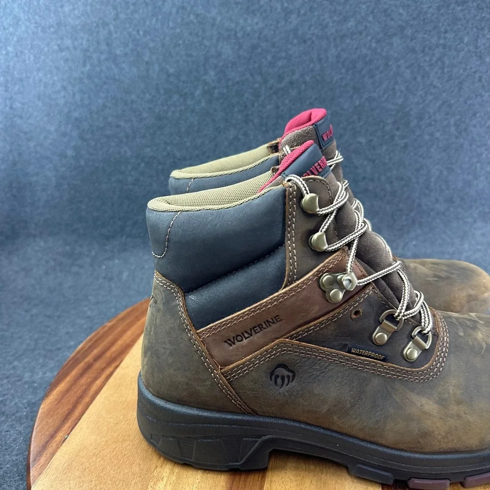 Wolverine Boots Mens Size 7M Caborn Steel Toe Work Dark Brown Ankle Waterproof